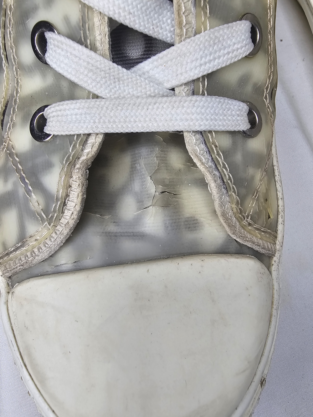 Dior Women's Translucent High-Top Sneakers in White and Grey. - Picture 11 of 12